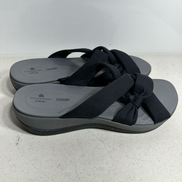 Clarks Cloud Steppers Black Arla Dristi Jersey Slide Sandals 11M - Picture 2 of 8